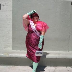 Miss Argentina Plus Size Pink and Black Floral Dress